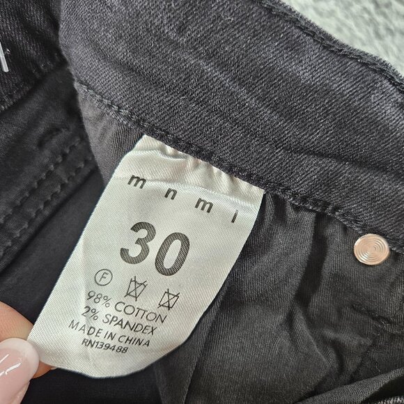 mnml Jeans Mens 30 Black X143 Stretch Denim Distressed Slim Fit Grunge Skater - Picture 4 of 15